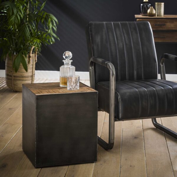 D - Hoyz - Bijzettafel 40x40 Raft - Bruin - Zwart Metaal