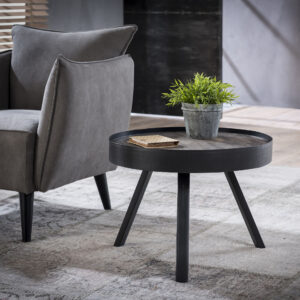 D - Hoyz - Salontafel Teca - Ø60 met Opstaande Rand - Hout - 60x60x43