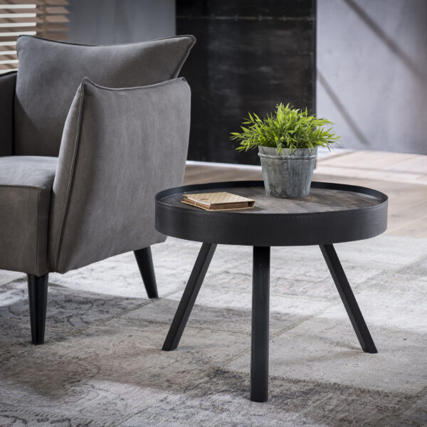 D - Hoyz - Salontafel Teca - Ø60 met Opstaande Rand - Hout - 60x60x43