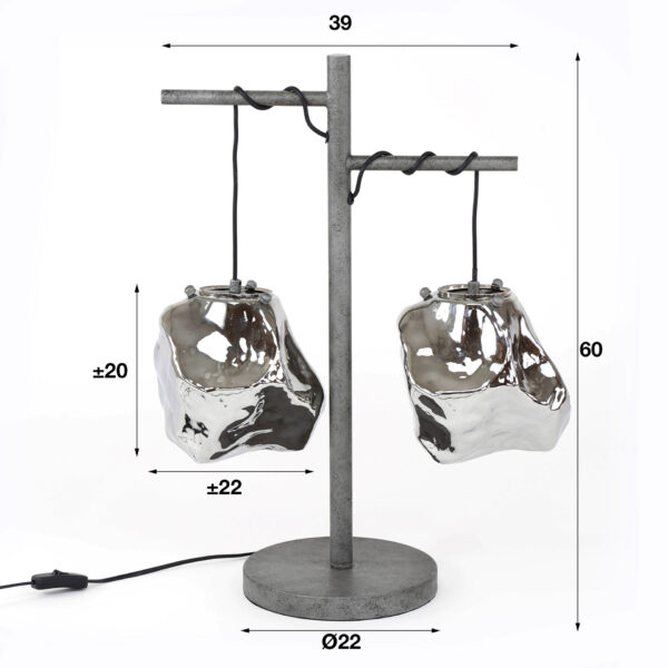 D - Hoyz - Tafellamp Rock - 2 Lampen - Industrieel - 47x22x60