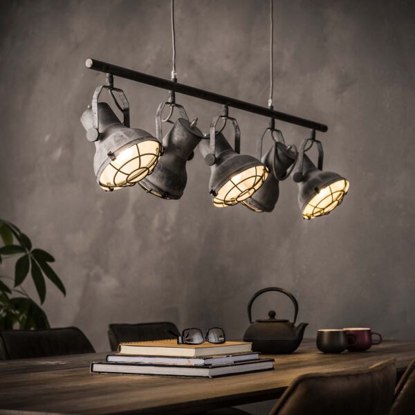71b3-790e-4613-b3df-4ad236a076d3.jpg D - Hoyz - Hanglamp - 5xØ16 Betonlook Lampenkappen - Industrieel - Verstelbaar