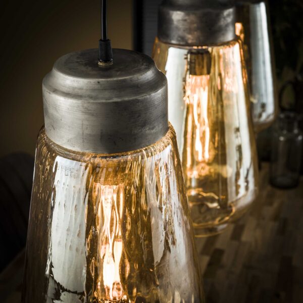 74c6-8e07-47ec-a91e-93af4fa82264.jpg D - Hoyz - Hanglamp met 3 druppelvormige lampen - Amberkleurig glas - 150cm