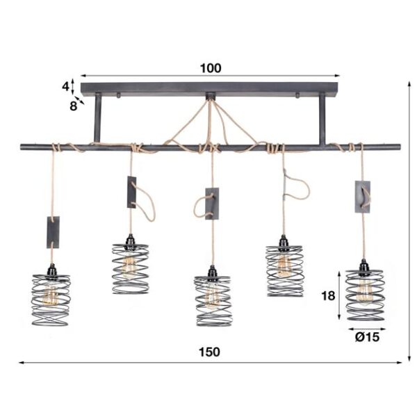 D - Hoyz - Industriele Hanglamp - 5 Lampen - Elevate