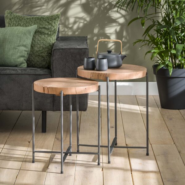 7603-f41d-4ca9-9a50-107bb84b46e2.jpg D - Hoyz - Bijzettafel Set van 2 - Ø42cm - Rond - Hout
