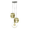 D - Hoyz - Hanglamp Vegas met 3 ronde lampen - Goud afgewerkt - 150cm lang - Getrapt - Industriële Hanglamp voor woonkamer of eetkamer
