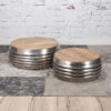 7672-75f0-4714-a58e-7efb163b7c0d.jpg D - Hoyz - Salontafels - Set van 2 - Zilver - Bruin - Hout - Metaal - 76x76x31