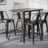 D - Hoyz - Barstoel Bistro - Grijs - Metaal - 4 Stuks