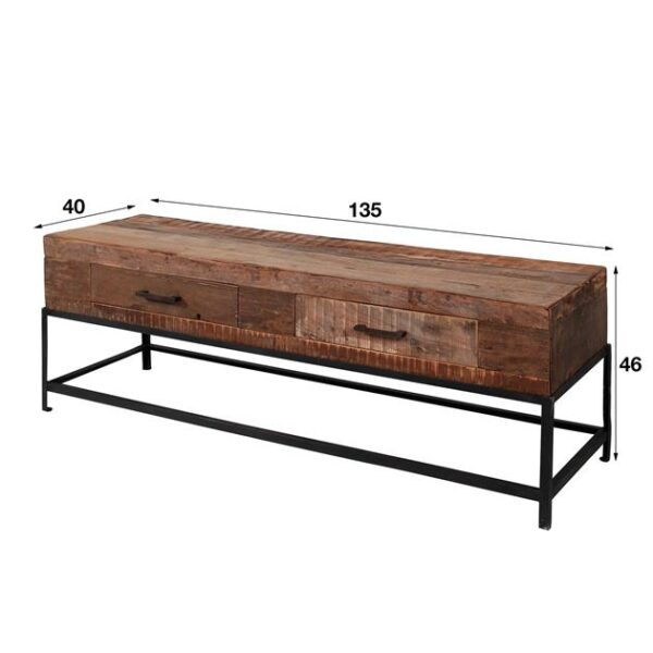 D - Hoyz - TV-meubel Lodge - 135cm - 2 Lades - Bruin - Hout
