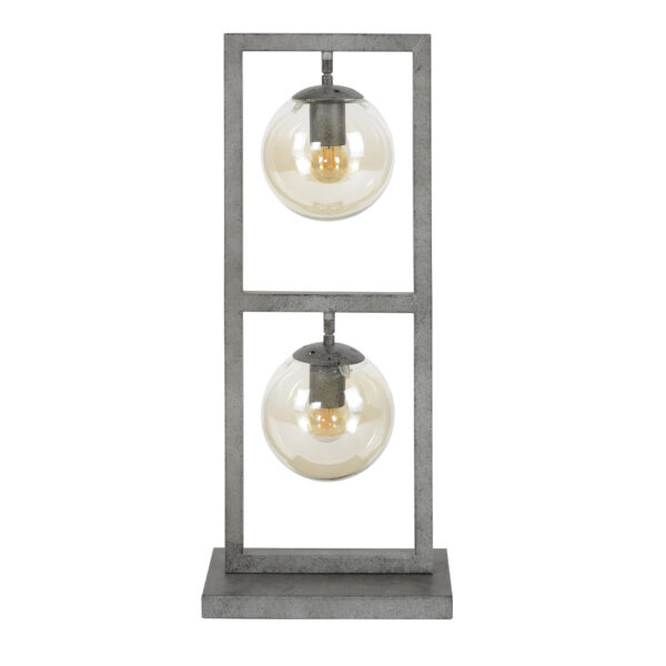 D - Hoyz - Tafellamp Tower - 2x Ø15 Lampen - Glas - Grijs/Zwart