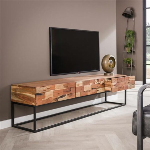 D - Hoyz - TV-meubel Mill - 180cm - Bruin - Acaciahout - 3 Lades