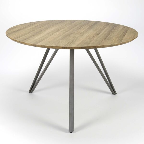 D - Hoyz Collection - Eetkamertafel blad rond - Eettafel Eiken - Staal Frame - Voor 4 Personen - Ø120