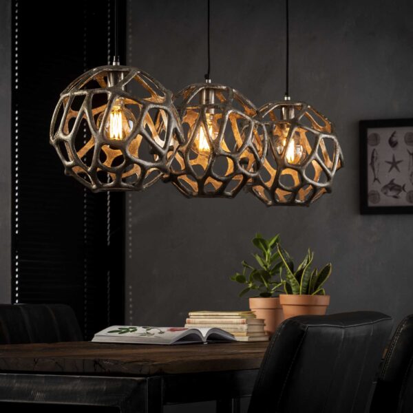 7f69-f901-4c92-9675-820f8e4d5db8.jpg D - Hoyz - Hanglamp Bol Zandgegoten - 3xØ29 - Industrieel - Grijs/Zwart
