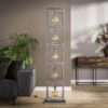 D - Vloerlamp Industrieel - 5 Lampen - Giant Tower - Grijs - 180CM