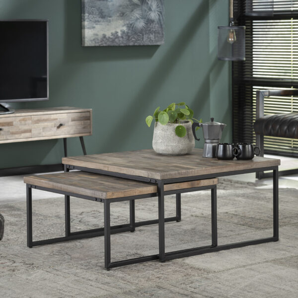 D - Hoyz - Salontafel Teca - 75x75x40cm - Set van 2