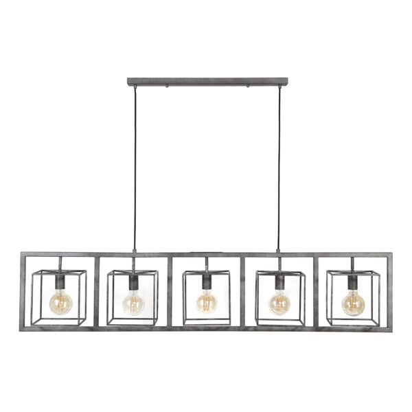 80eb-a921-413d-9224-f9f4f28a17b7.jpg D - Hoyz - Hanglamp met 5 lampen - Giant Tower - Grijs - 155CM - Verstelbaar - Industriële Hanglamp