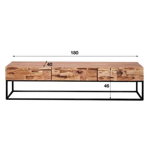 D - Hoyz - TV-meubel Mill - 180cm - Bruin - Acaciahout - 3 Lades