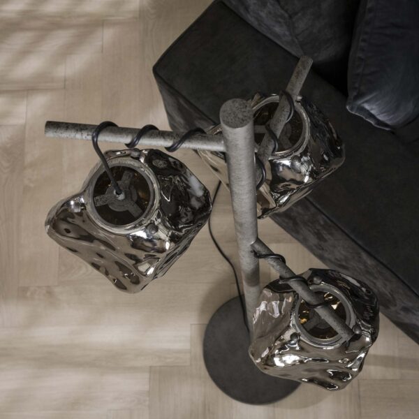 D - Hoyz - Vloerlamp Rock - 3 Lampen - Zwart/Grijs - 47x47x170
