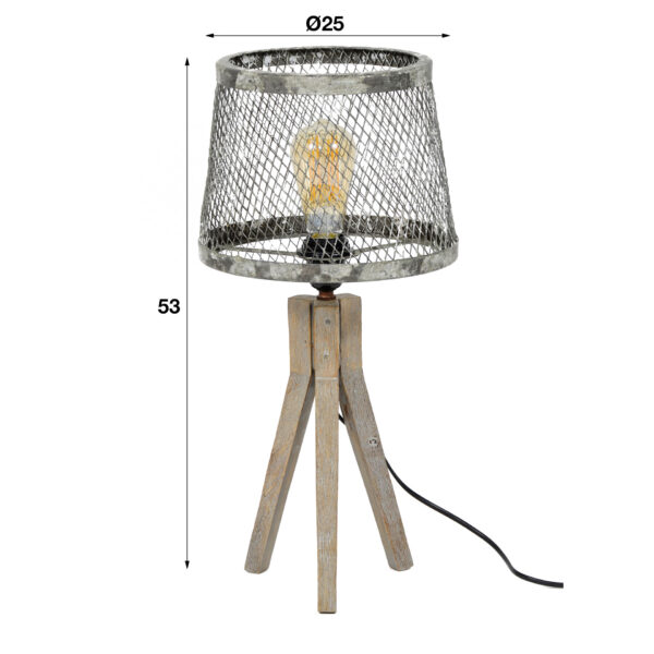 D - Hoyz - Tafellamp Massief - Houten Driepoot - Industrieel