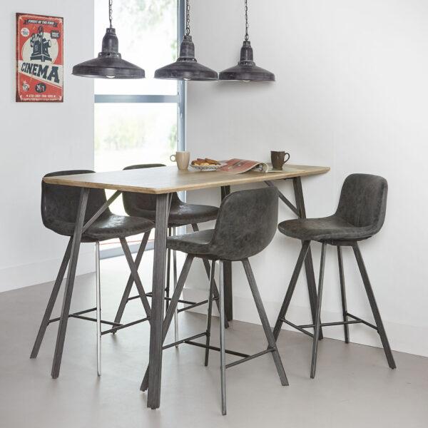 D - Hoyz Barstoel 2x Stiknaad - WAX PU - Platte buis - Zwart - per 4 stuks