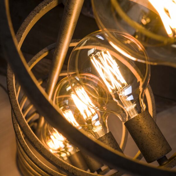 D - Hoyz - Vloerlamp Industrieel - 7 Lampen - Circular - Zwart/Grijs