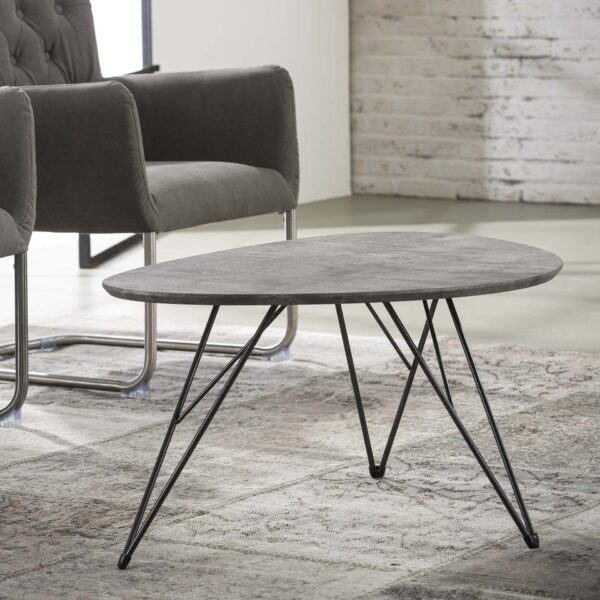 D - Hoyz - Salontafel Nier - Betonlook MDF - Grijs - 90x60x42
