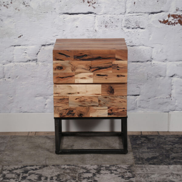 D - Hoyz - Nachtkastje Mill - 2 Laden - Zwart Bruin - 40x35x60