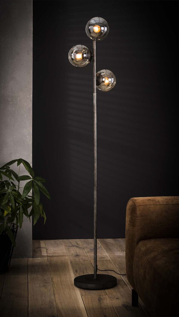 D - Hoyz - Vloerlamp Ronde Bol - 3 Lampen - 35x35x170 - Grijs
