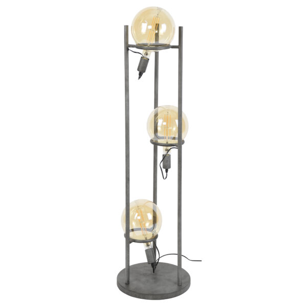 D - Vloerlamp Industrieel - 3 Lampen - Saturn - Ø20 Lichtbron - Grijs/Zwart
