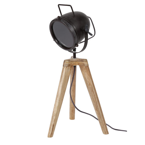 D - Hoyz - Industriele Tafellamp - Houten Drie-poot - 1 Lamp - Spot-on