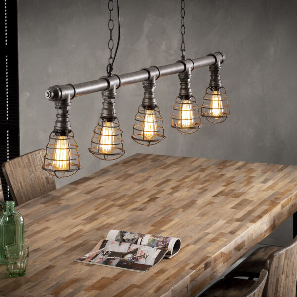 D - Hoyz - Hanglamp Industrial Tube - 5xØ12 - Grijs/Zwart