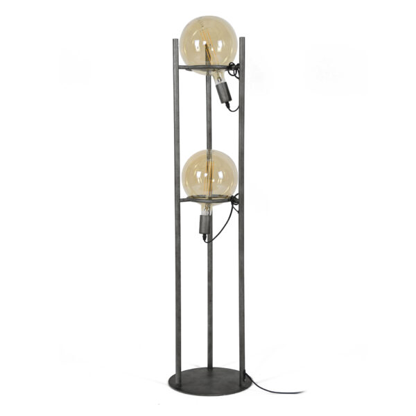 D - Vloerlamp Industrieel - 2 Lampen - Saturn - Ø20 Lichtbron - Grijs/Zwart