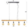 D - Hoyz - Hanglamp - 5 armatuur punten - MangoHouten Balk - 135x5 cm