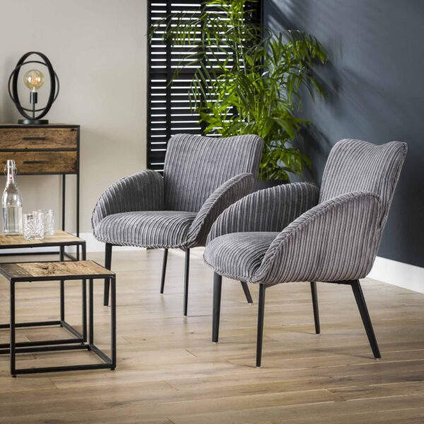 D - Hoyz - Fauteuil Rib - 68x67x78 - 2 Stuks - Grijs