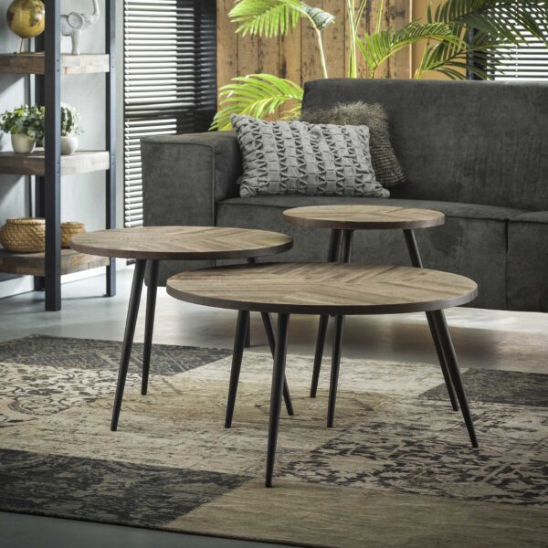 D - Hoyz - Salontafel Teca - Rond - Set van 3 - 70x70x39