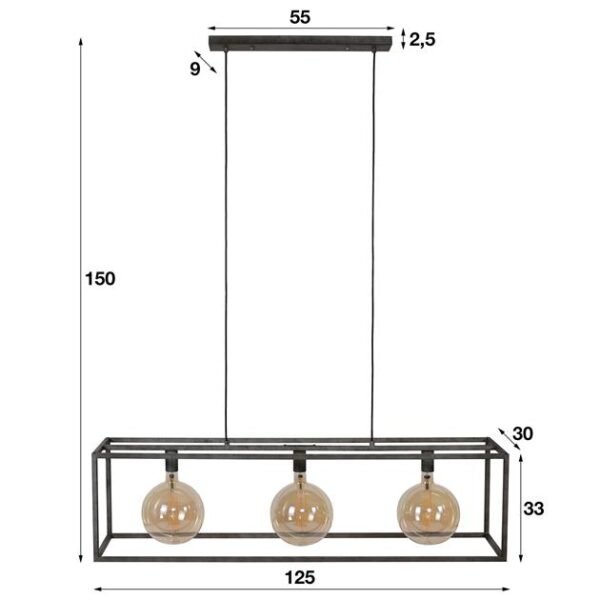 9a5f-01c8-4d99-bf79-372dbef27db0.jpeg D - Hoyz - Hanglamp - 3 Armatuur Punten - Stalen Frame - Serie Giant Square
