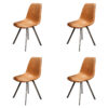 Hoyz - Stoel zig-zag patroon - Bruin - PU leder - 4 stuks