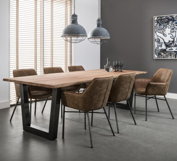 D - Hoyz - Eetkamertafel - Stam - Zwart RVS Onderstel - 200x100x77