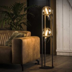 D - Vloerlamp Industrieel - 2 Lampen - Saturn - Ø20 Lichtbron - Grijs/Zwart