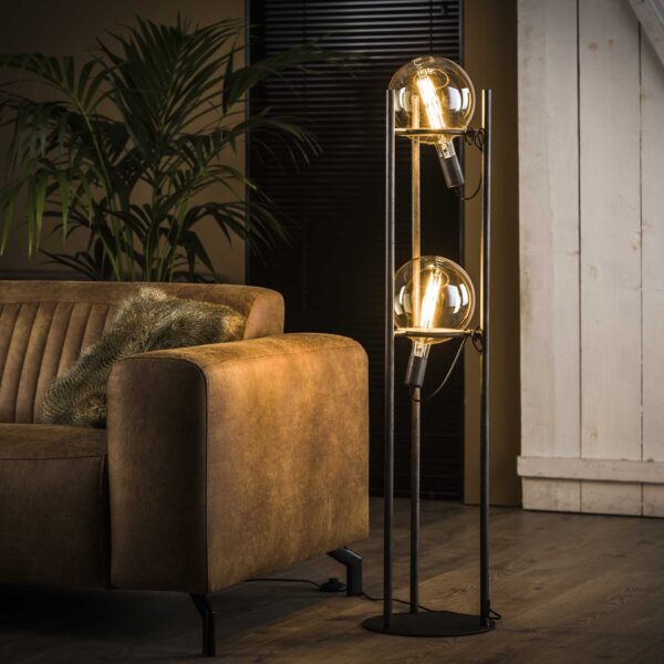 D - Vloerlamp Industrieel - 2 Lampen - Saturn - Ø20 Lichtbron - Grijs/Zwart