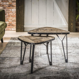 D - Hoyz - Salontafels Levervormig - Set van 2 - Hout - Metaal - 60x60x45