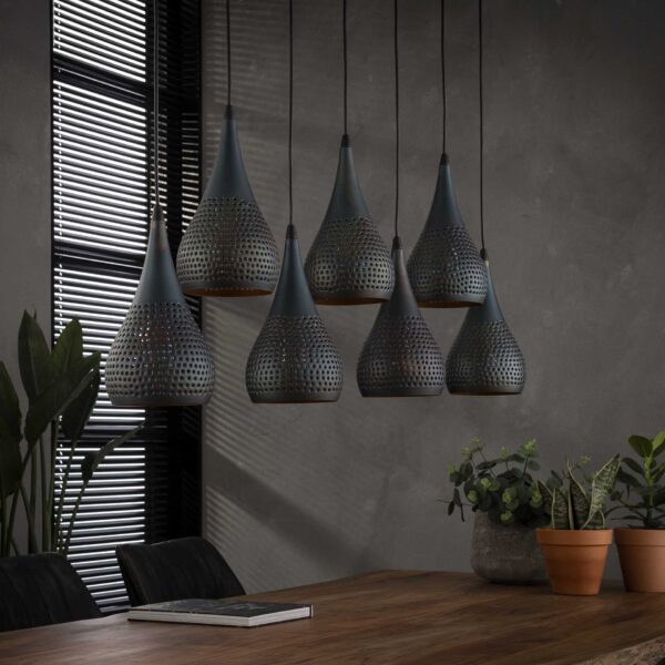D - Hoyz - Hanglamp - 7xØ15 Druppelvormige Metalen Hanglampen - Transpart