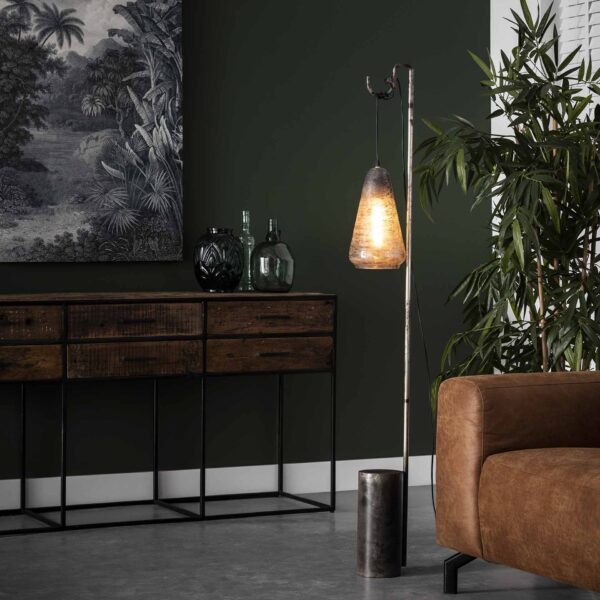 D - Vloerlamp Industrieel -  1 Lamp Wikkel - Burned Glass