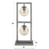 D - Hoyz - Tafellamp Tower - 2x Ø15 Lampen - Glas - Grijs/Zwart