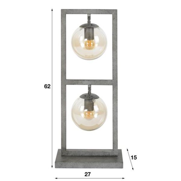 D - Hoyz - Tafellamp Tower - 2x Ø15 Lampen - Glas - Grijs/Zwart