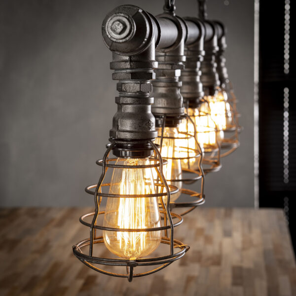 D - Hoyz - Hanglamp Industrial Tube - 5xØ12 - Grijs/Zwart