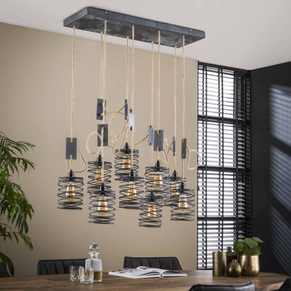 D - Hoyz | Hanglamp met 9 lampen - Industriële - Hanglamp woonkamer - 9L elevate 5+4