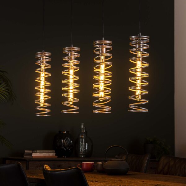 D - Hoyz - Industriele Hanglamp - 4 Lampen - Spiraal