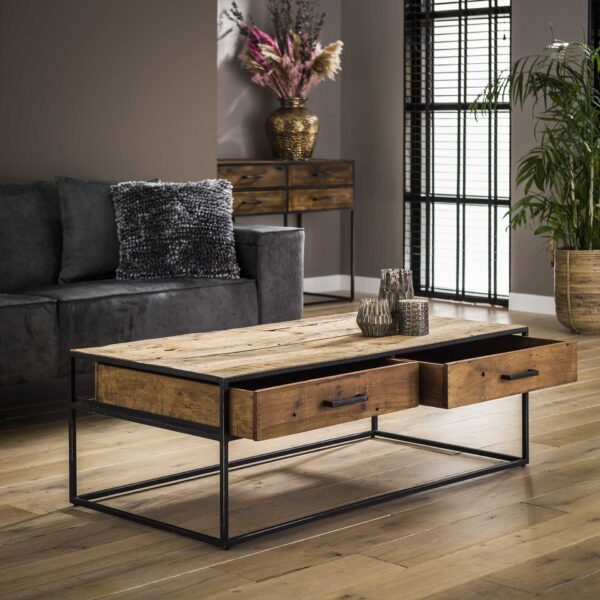D - Hoyz - Salontafel Float met Lades - Hardhout  - 120x60cm