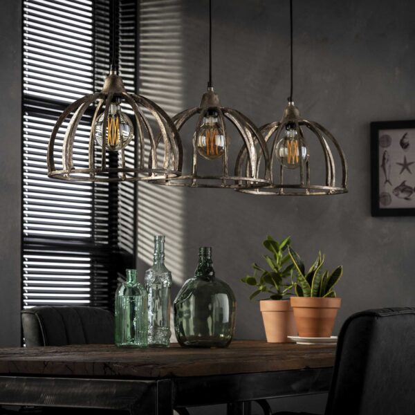 D - Hanglamp Ribben Zandgegoten - 3xØ30 - Industrieel - Grijs/Zwart