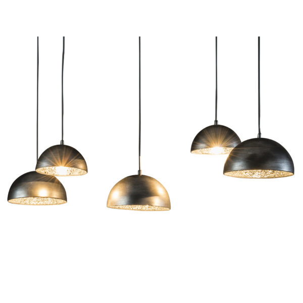 D - Hoyz - Hanglamp - 5 Hanglampen - Zilverkleurige Spiegels Binnenzijde